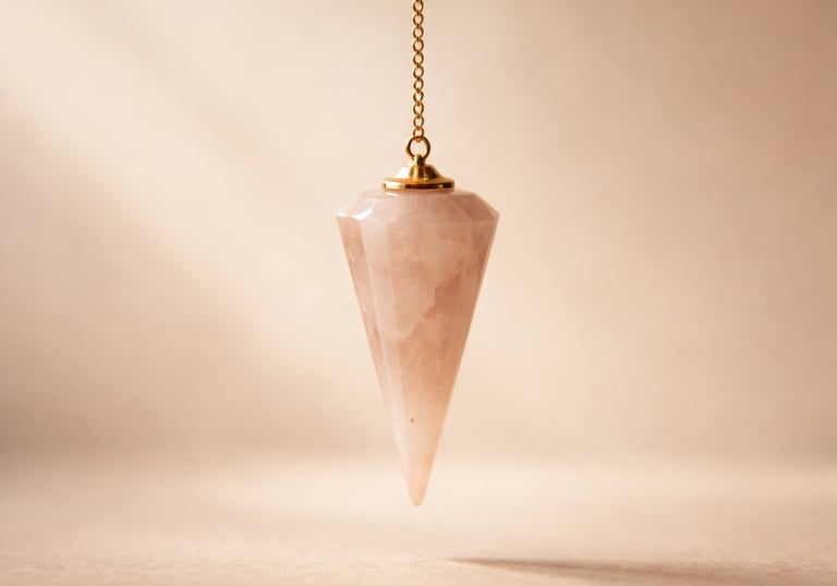 Péndulo de cuarzo rosa de limpieza energética
