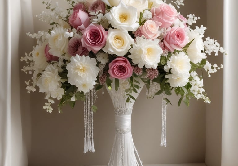 Luxury bouquet featuring crystal accents and rich textures