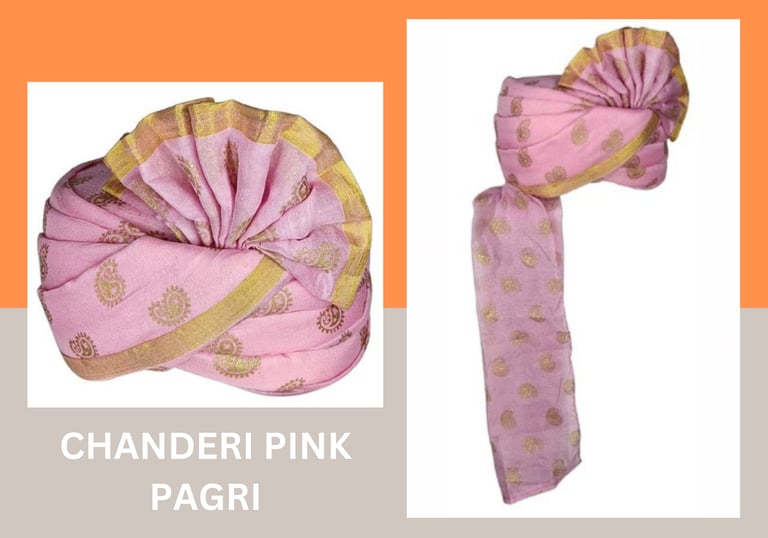 Chanderi Pink pagri by geet events
