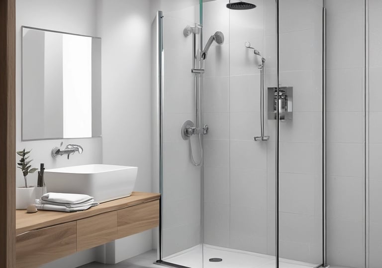 Selection of kitchen sinks and faucets arranged neatly in a store display.