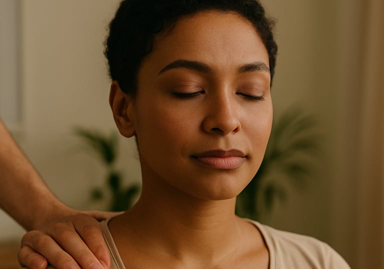 a woman getting a massage to help relieve the symptoms of menopause