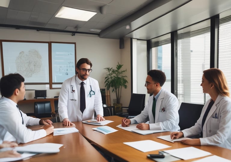 A person in protective attire, including a bright green suit, gloves, a face mask, and a hair cap, is working in a laboratory setting. They are holding a syringe and appear to be performing some tests or experiments. Numerous test tubes, some with red caps and filled with liquid, are organized on a table. The room has scientific equipment, including a centrifuge, and blue curtains allow natural light to filter through the window.
