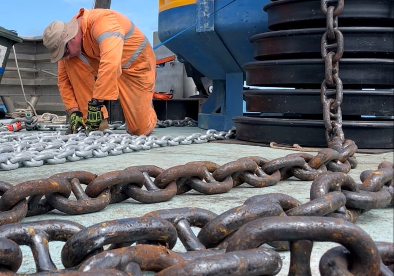 metocean buoy mooring system with chain and clumpe weight