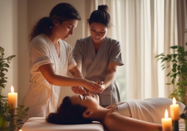 a man riding a skateboard down a street next to tall buildings