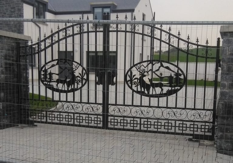 a custom centre forest deer gate design