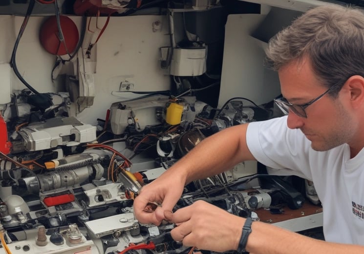 A well-organized boat electrical panel.