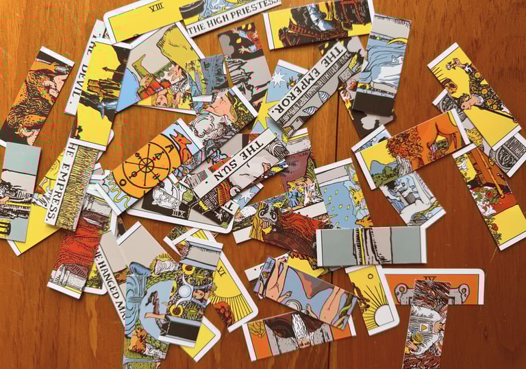 tarot cards cut up