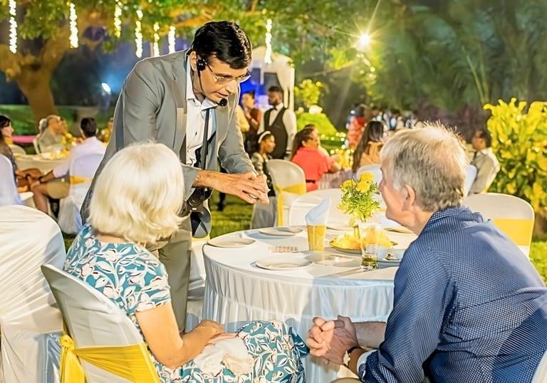 Performing magic show for wedding event