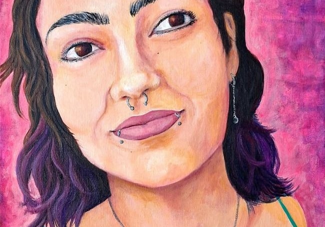 a painting of a woman with a necklace