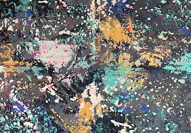 Acryl Gemälde abstrakt grau blau grün