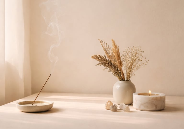 Luz suave y atmósfera etérea en tonos cálidos, limpieza sutil