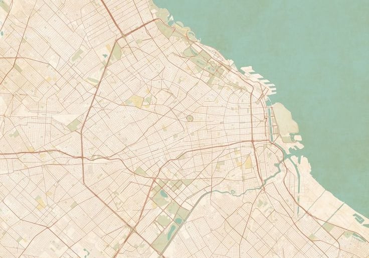 a map of buenos, argentina, with a map of the city