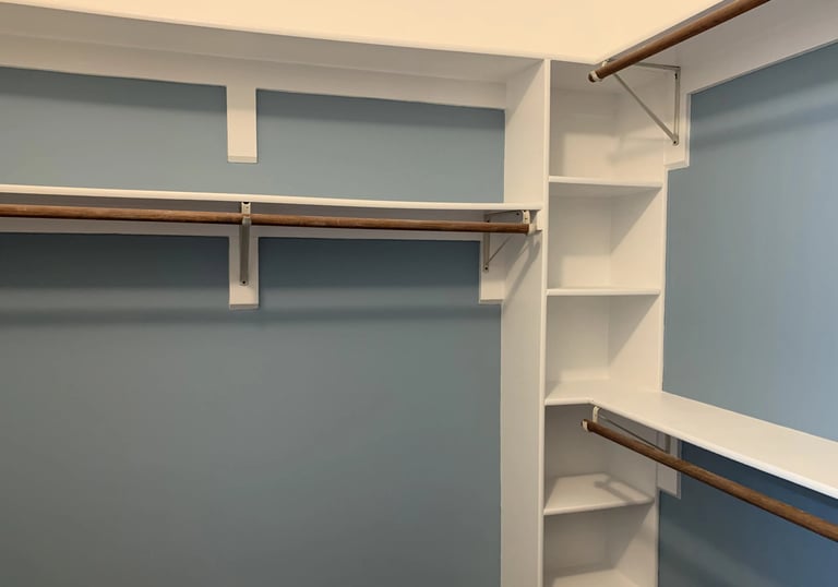 a closet with shelves
