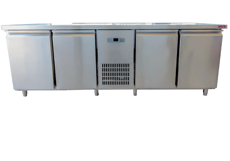 Under-Counter Refrigerator 4 Doors Center ตู้แช่สแตนเลส 4 ประตู คอมกลาง Chill / Freezer