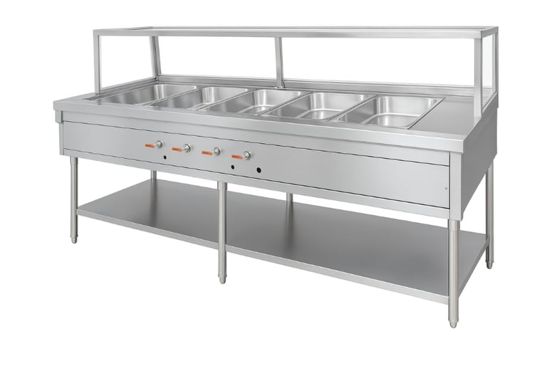 Bain Marie Gas เตาเบนมารี่อุ่นอาหารสแตนเลส สำหรับแคนทีน ระบบแก๊ส