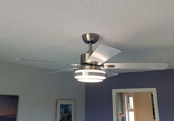 New ceiling fan with freshly painted ceiling