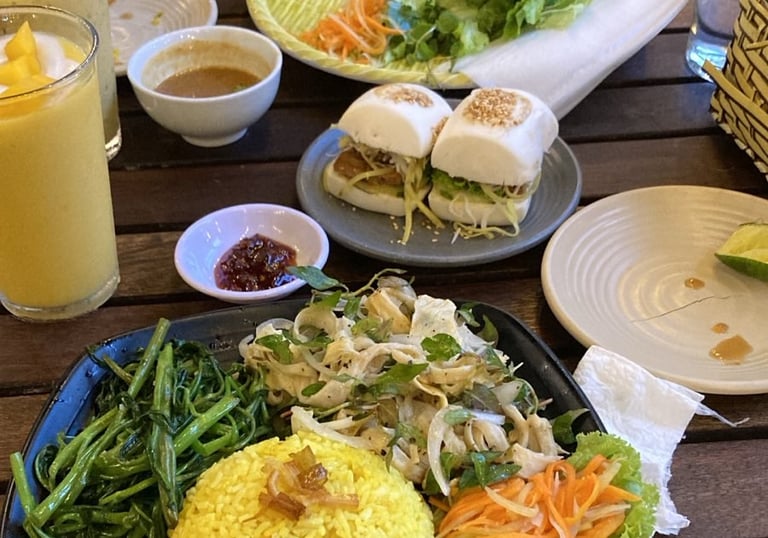 vegan food in asia thailand, vietname, indonesia, fried rice, sauce, lime, salad, tasty