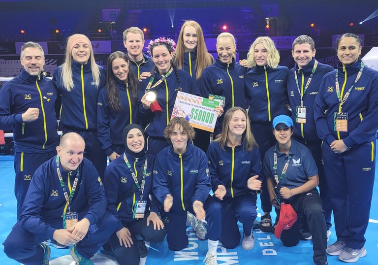 Our Head Coach - Satinder Kaur with the Australian Womens Boxing Team at the World Championships in Delhi