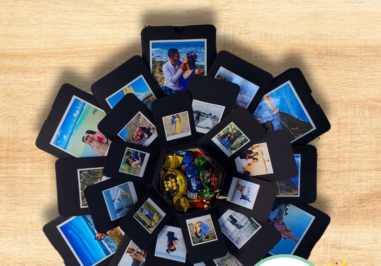 a clock with pictures of a family's photos on it