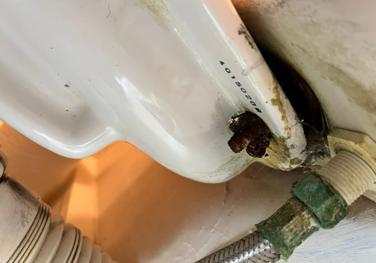 Leaking toilet cistern