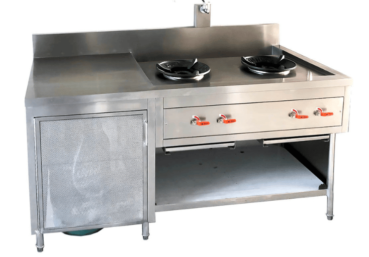 Thai Stove Cabinet 2 Burners with Gas Tank ตู้เตาไทย 2 หัว พร้อมถังแก๊ส ชั้นวางของด้านล่าง