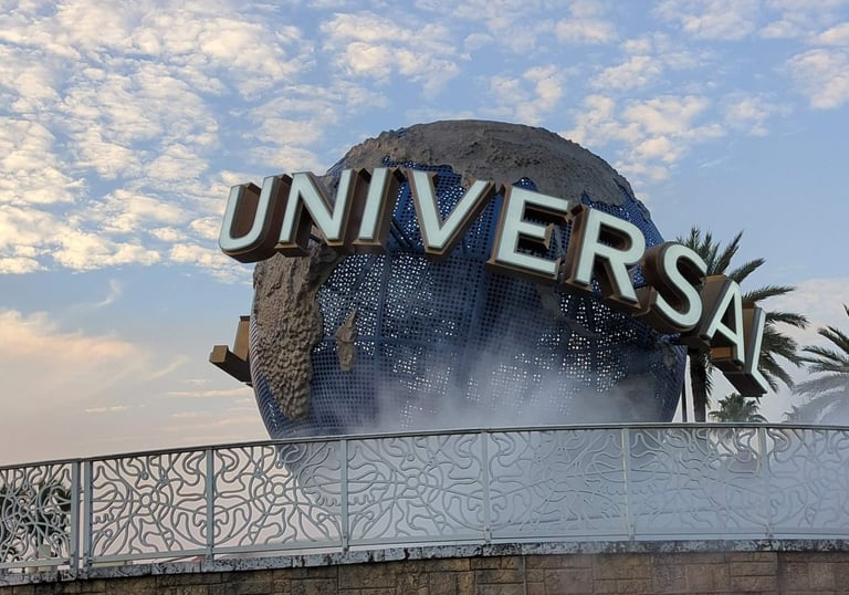 Universal Orlando Resort sign rotating ball