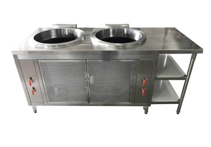 Noodle Pot Stove เตาลวกก๋วยเตี๋ยว 2 หลุม พร้อมชั้นวางของ สแตนเลส