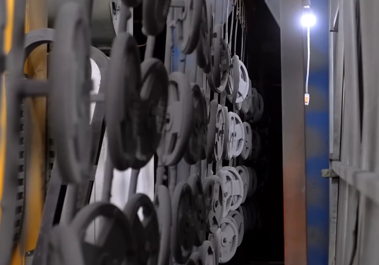 Heat treatment process applied after powder coating on cast iron products