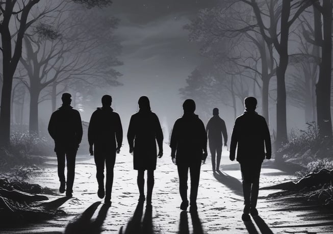 people walking on dirt road between trees during daytime