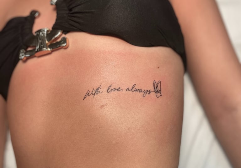 minimal lettering tattoo Marbella