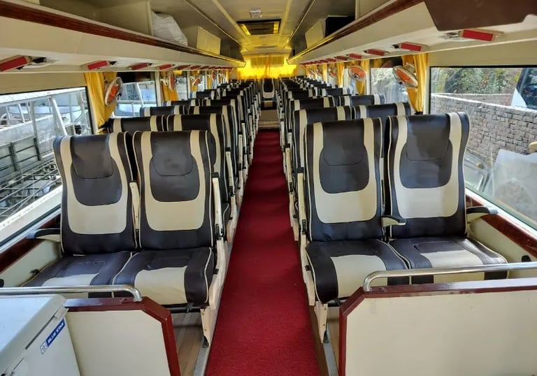 49 seater luxury bus interior for corporate and tourist travel in Delhi