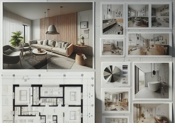 plany architektoniczne z wizualizacjami