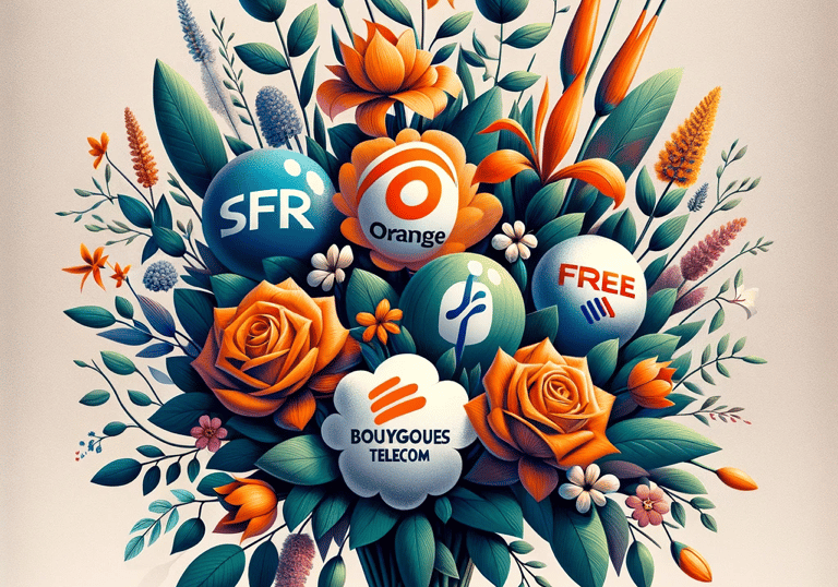a bouquet of flowers with social media icons