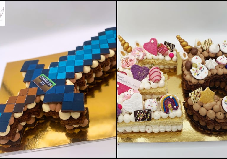 Dhape cake epée , number cake E et 5