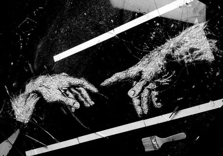 Broken Glass Art Davud and God