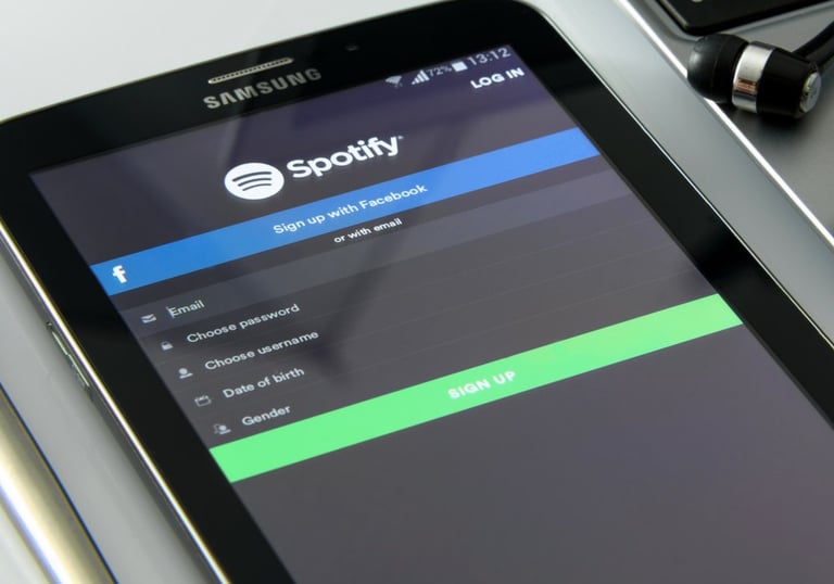 Spotify login page on mobile