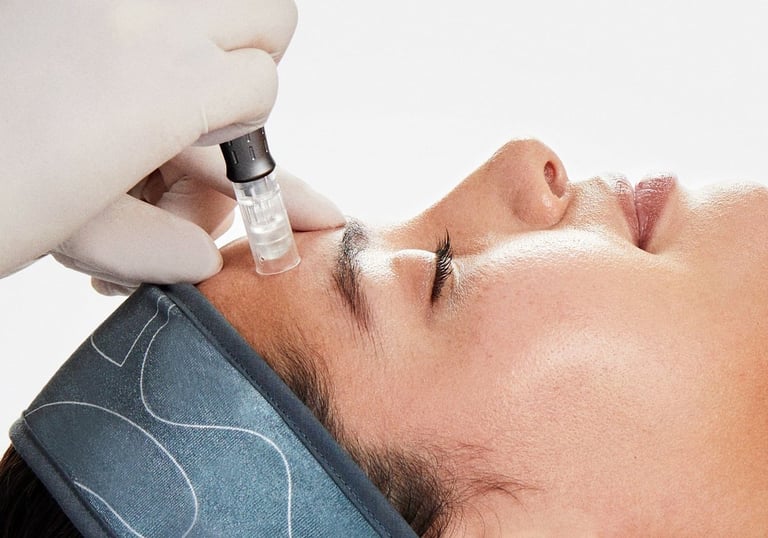Microneedling treatment targeting fine lines and enlarged pores