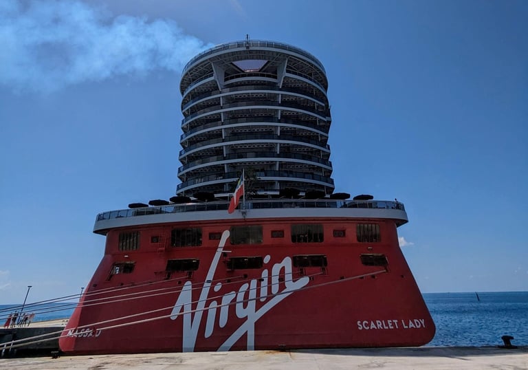 Virgin Voyages Scarlet Lady at port