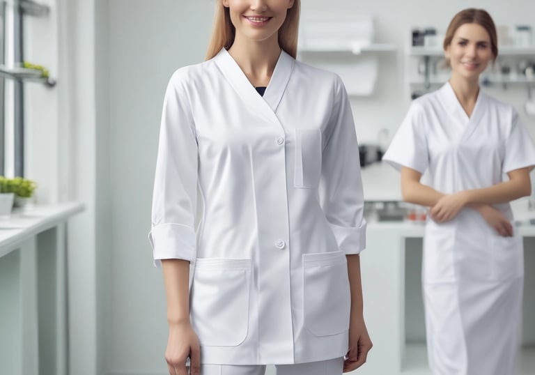 Industrial workers wearing sturdy, well-fitted uniforms on a factory floor.