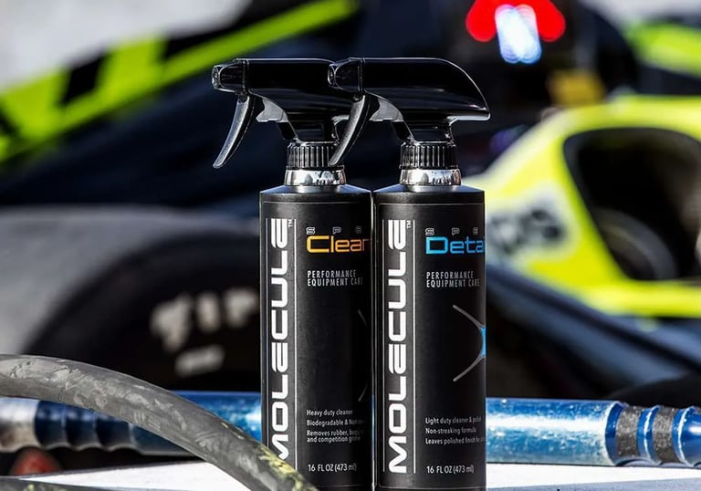 Molecule motorsports product cleaning bottles