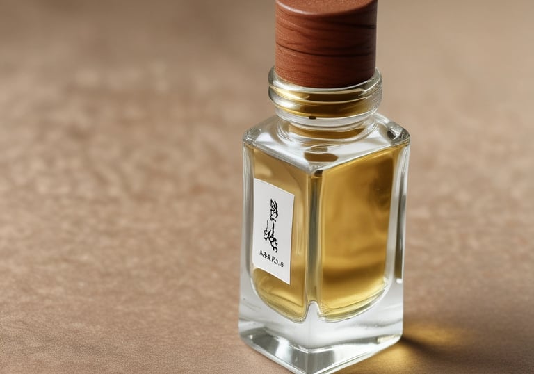 Artisan carefully pouring attar oil into a delicate bottle, highlighting the meticulous craftsmanship behind each scent.