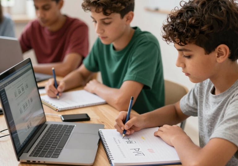 A volunteer patiently tutoring a young orphan in a bright, cozy room.