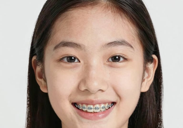A friendly dental hygienist carefully cleaning a patient's teeth in a bright, modern clinic.