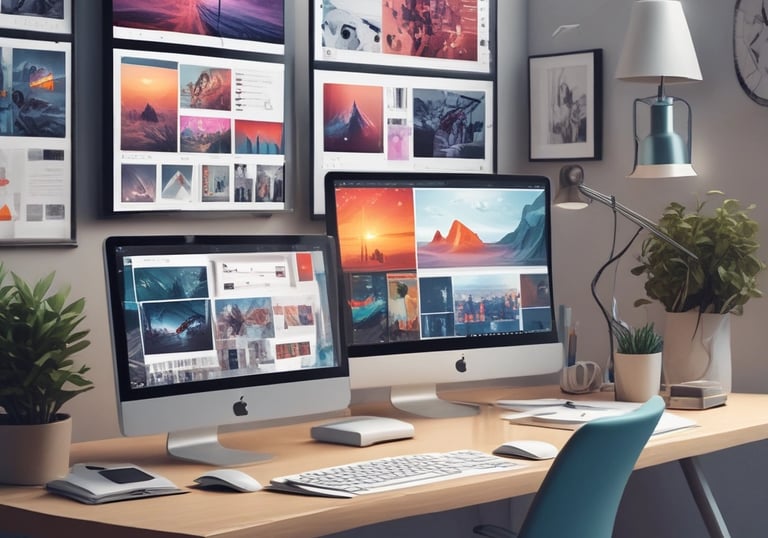 A modern classroom setting with students learning coding and language skills on laptops.