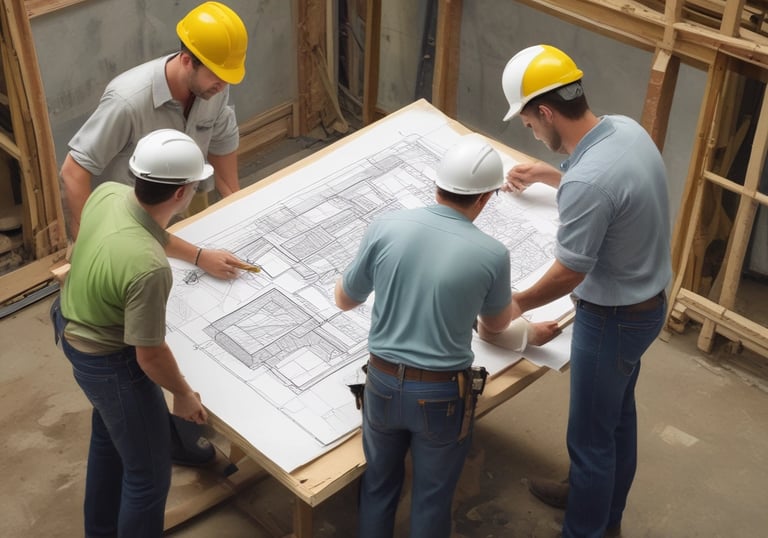 a group of men in hard hats and hard hats