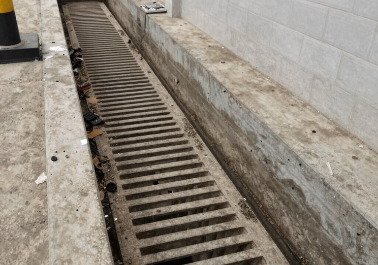 Close-up of a technician inspecting and cleaning a septic tank system.