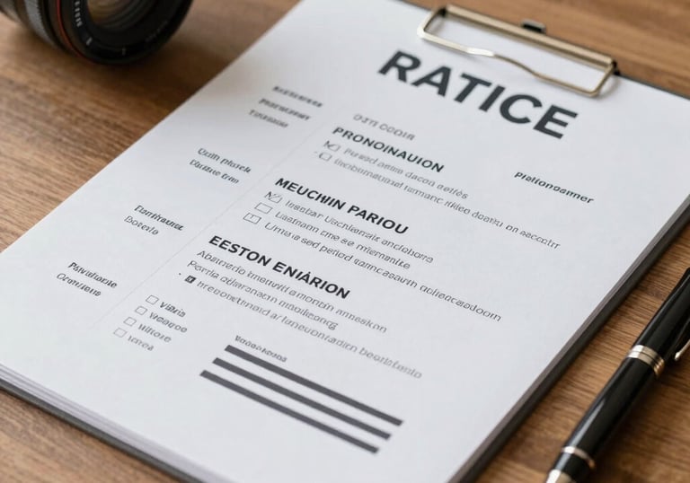 A well-crafted professional CV and a high-end pen on a wooden desk, aesthetic documentation style, professional and clear.