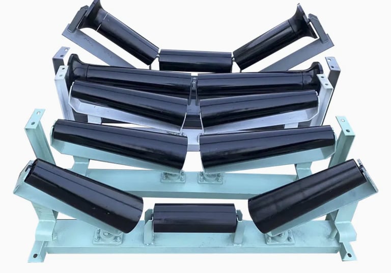 Industrial conveyor parts, steelwork, idlers and rollers, impact bed, impact bars, lagging, gearbox