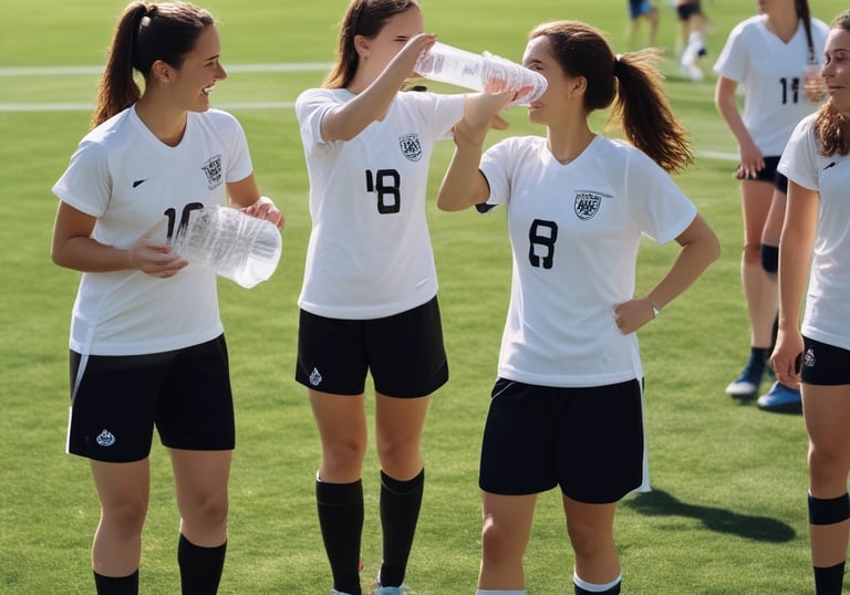 A colorful assortment of portable snacks neatly packed in a cooler bag on a sunny soccer field.