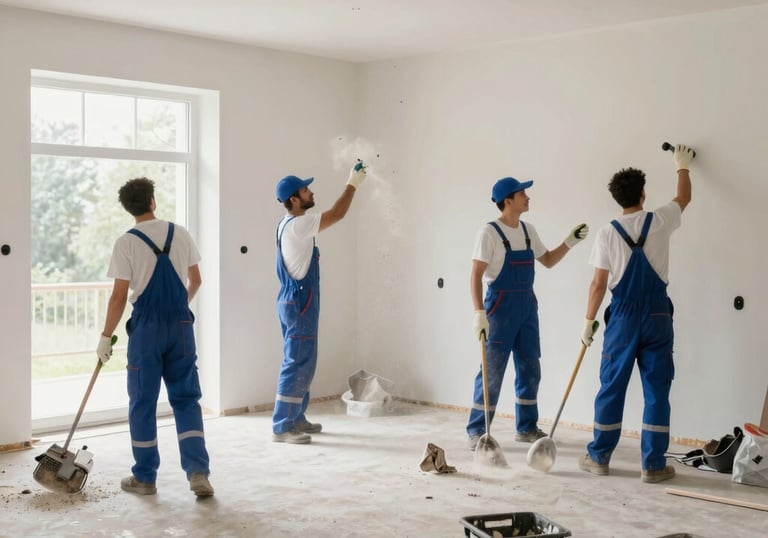 A neat, organized closet and garage after decluttering and removal of old furniture.